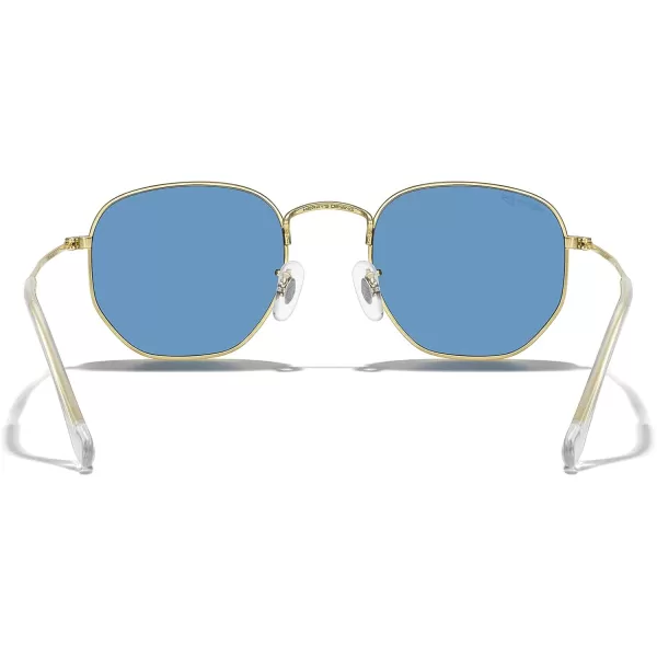 MERRYS Classic Polarized Sunglasses for Women Men Vintage Polygon Square Shades S6548Polished Gold FrameLight Blue Lens
