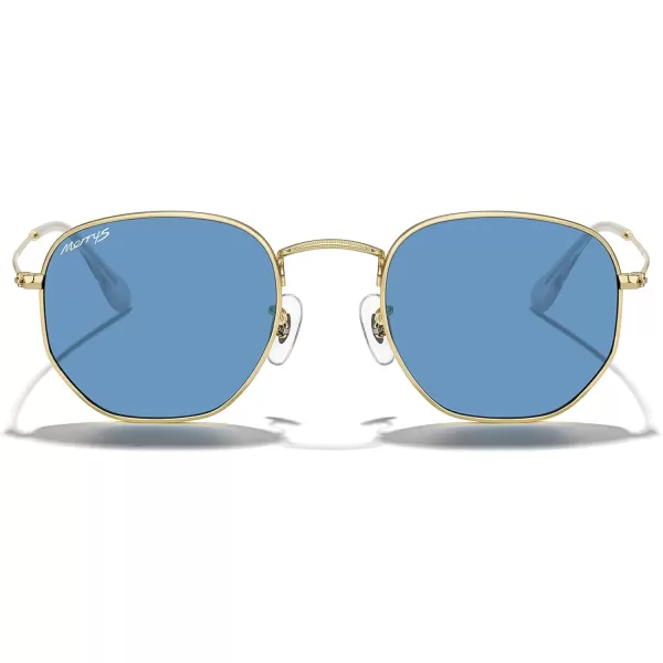 MERRYS Classic Polarized Sunglasses for Women Men Vintage Polygon Square Shades S6548Polished Gold FrameLight Blue Lens