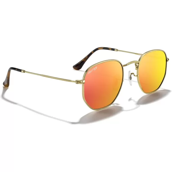 MERRYS Classic Polarized Sunglasses for Women Men Vintage Polygon Square Shades S6548Polished Gold FrameOrange Mirror Lens