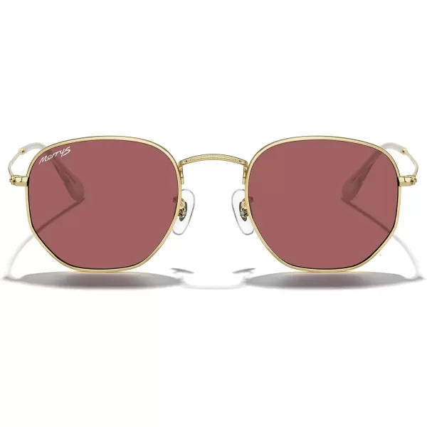 MERRYS Classic Polarized Sunglasses for Women Men Vintage Polygon Square Shades S6548Polished Gold FrameViolet Lens