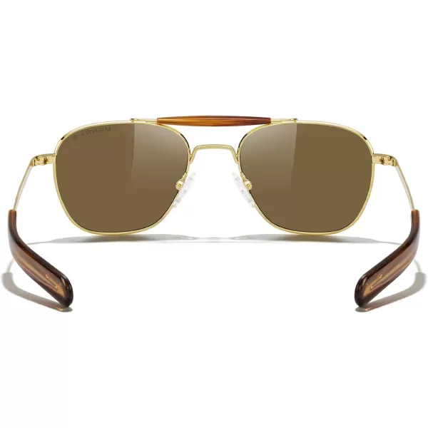 MERRYS Classic Square Aviator II Military Polarized Sunglasses for Men or Women S863723k Gold FrameBrown Polarized Lens