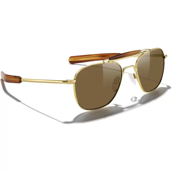 MERRYS Classic Square Aviator II Military Polarized Sunglasses for Men or Women S863723k Gold FrameBrown Polarized Lens