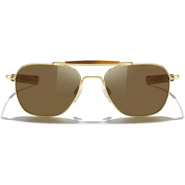 MERRYS Classic Square Aviator II Military Polarized Sunglasses for Men or Women S863723k Gold FrameBrown Polarized Lens