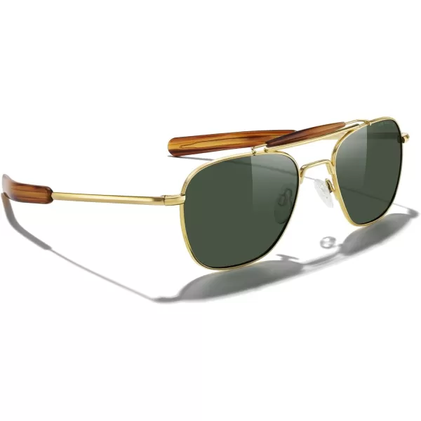 MERRYS Classic Square Aviator II Military Polarized Sunglasses for Men or Women S863723k Gold FrameGreen Polarized Lens