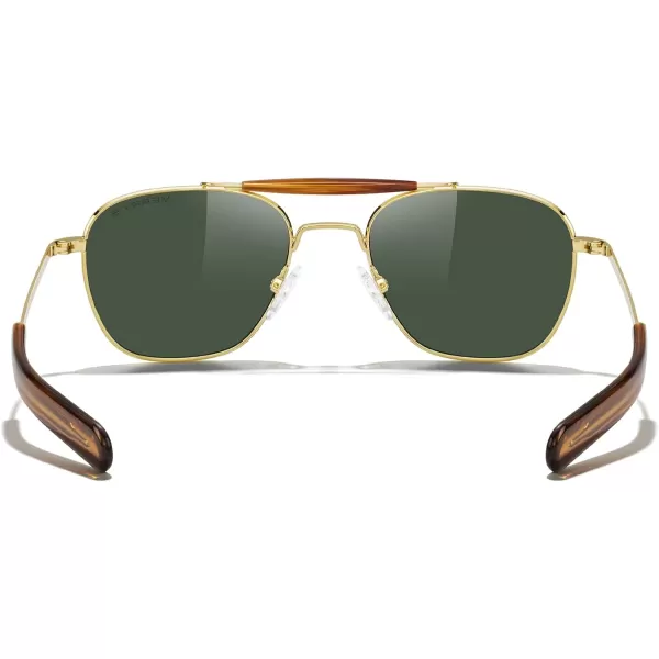 MERRYS Classic Square Aviator II Military Polarized Sunglasses for Men or Women S863723k Gold FrameGreen Polarized Lens