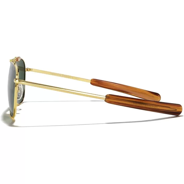 MERRYS Classic Square Aviator II Military Polarized Sunglasses for Men or Women S863723k Gold FrameGreen Polarized Lens