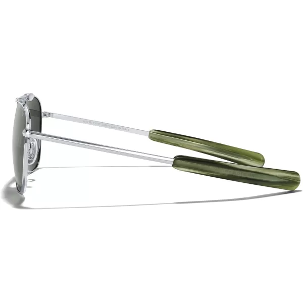 MERRYS Classic Square Aviator II Military Polarized Sunglasses for Men or Women S8637Bright Chrome FrameGreen Polarized Lens
