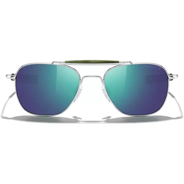 MERRYS Classic Square Aviator II Military Polarized Sunglasses for Men or Women S8637Bright ChromeGreen Mirror Polarized Lens