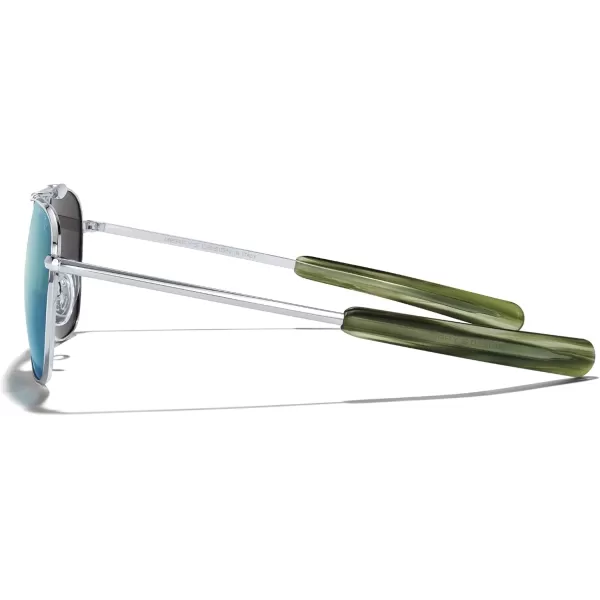 MERRYS Classic Square Aviator II Military Polarized Sunglasses for Men or Women S8637Bright ChromeGreen Mirror Polarized Lens