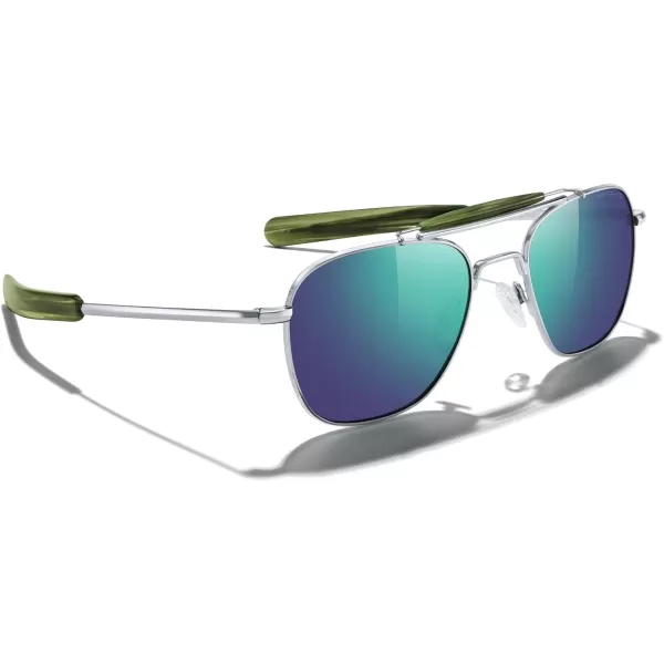 MERRYS Classic Square Aviator II Military Polarized Sunglasses for Men or Women S8637Bright ChromeGreen Mirror Polarized Lens