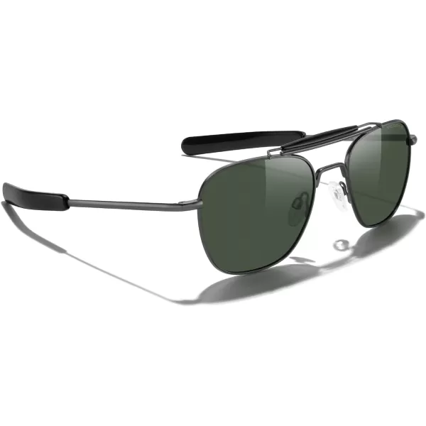 MERRYS Classic Square Aviator II Military Polarized Sunglasses for Men or Women S8637Gun FrameGreen Polarized Lens