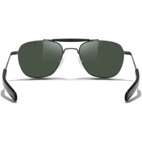 MERRYS Classic Square Aviator II Military Polarized Sunglasses for Men or Women S8637Gun FrameGreen Polarized Lens