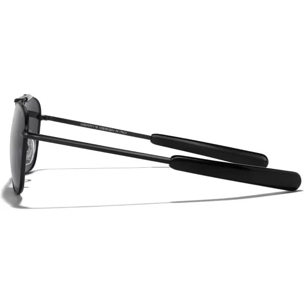 MERRYS Classic Square Aviator II Military Polarized Sunglasses for Men or Women S8637Matte Black FrameBlack Polarized Lens