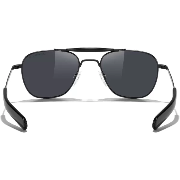 MERRYS Classic Square Aviator II Military Polarized Sunglasses for Men or Women S8637Matte Black FrameBlack Polarized Lens