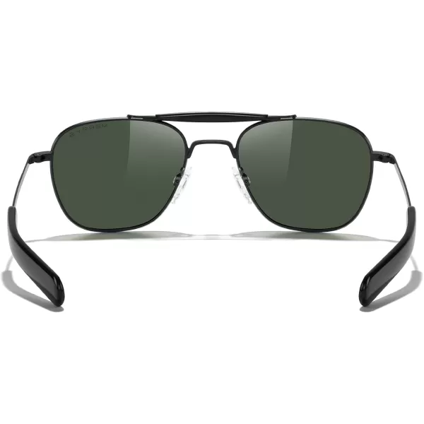 MERRYS Classic Square Aviator II Military Polarized Sunglasses for Men or Women S8637Matte Black FrameGreen Polarized Lens