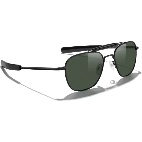 MERRYS Classic Square Aviator II Military Polarized Sunglasses for Men or Women S8637Matte Black FrameGreen Polarized Lens