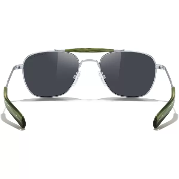 MERRYS Classic Square Aviator II Military Polarized Sunglasses for Men or Women S8637Matte Chrome FrameBlack Polarized Lens