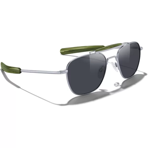 MERRYS Classic Square Aviator II Military Polarized Sunglasses for Men or Women S8637Matte Chrome FrameBlack Polarized Lens