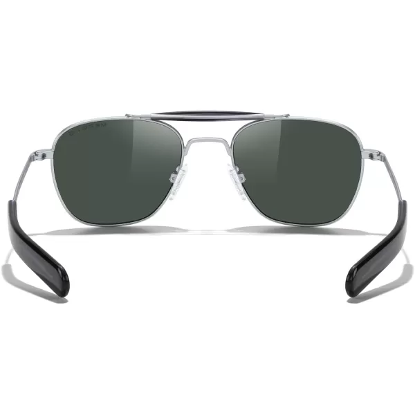 MERRYS Classic Square Aviator II Military Polarized Sunglasses for Men or Women S8637Matte Chrome FrameDark Blue Mirror Polarized Lens