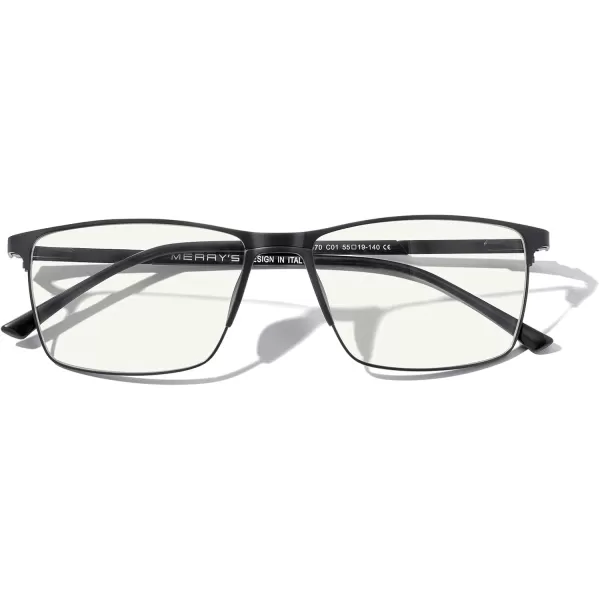 MERRYS Fashion Blue Light Blocking Glasses  Reading Glasses Metal Frame Spring Hinge Readers for Men EyeglassesBlack55mm