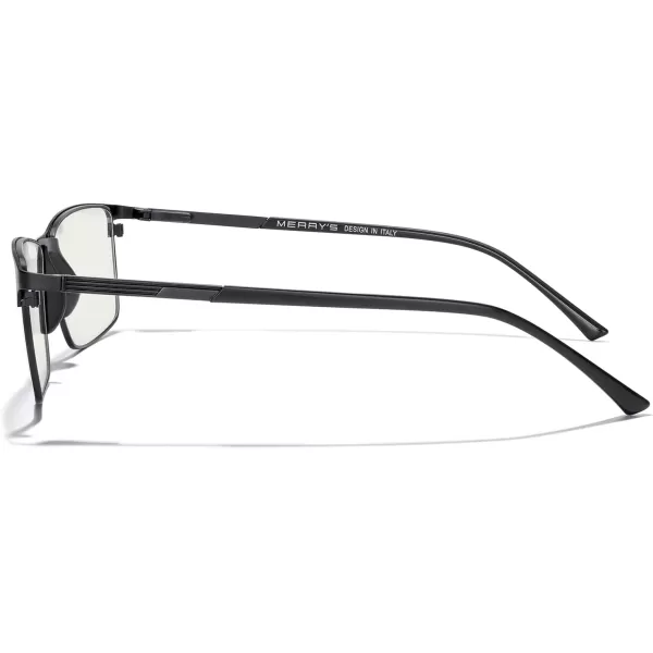 MERRYS Fashion Blue Light Blocking Glasses  Reading Glasses Metal Frame Spring Hinge Readers for Men EyeglassesBlack55mm