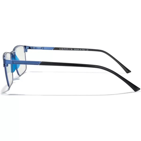 MERRYS Fashion Blue Light Blocking Glasses  Reading Glasses Metal Frame Spring Hinge Readers for Men EyeglassesBlue52mm