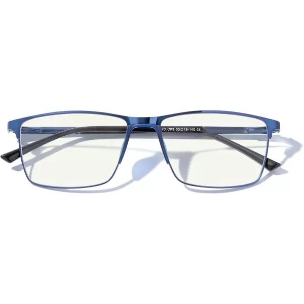 MERRYS Fashion Blue Light Blocking Glasses  Reading Glasses Metal Frame Spring Hinge Readers for Men EyeglassesBlue55mm