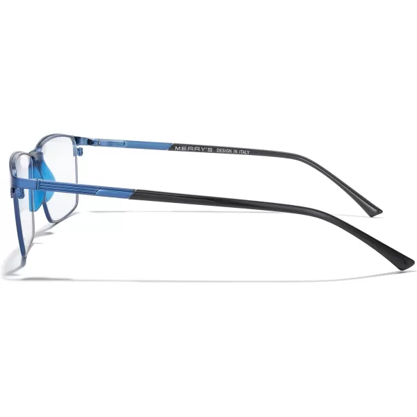 MERRYS Fashion Blue Light Blocking Glasses  Reading Glasses Metal Frame Spring Hinge Readers for Men EyeglassesBlue55mm