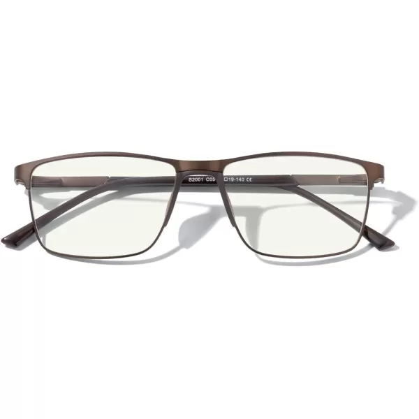 MERRYS Fashion Blue Light Blocking Glasses  Reading Glasses Metal Frame Spring Hinge Readers for Men EyeglassesBrown52mm