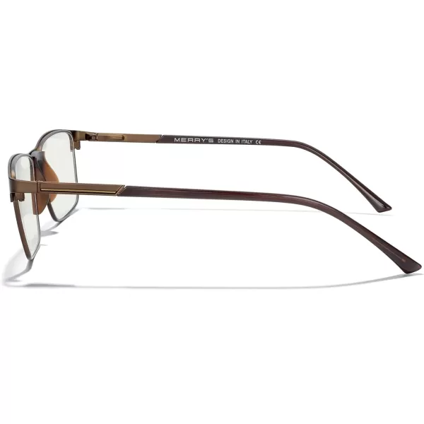 MERRYS Fashion Blue Light Blocking Glasses  Reading Glasses Metal Frame Spring Hinge Readers for Men EyeglassesBrown52mm