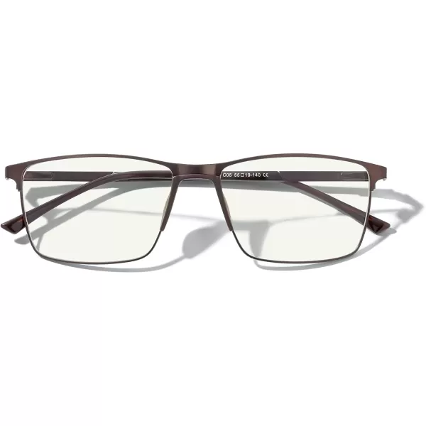 MERRYS Fashion Blue Light Blocking Glasses  Reading Glasses Metal Frame Spring Hinge Readers for Men EyeglassesBrown55mm