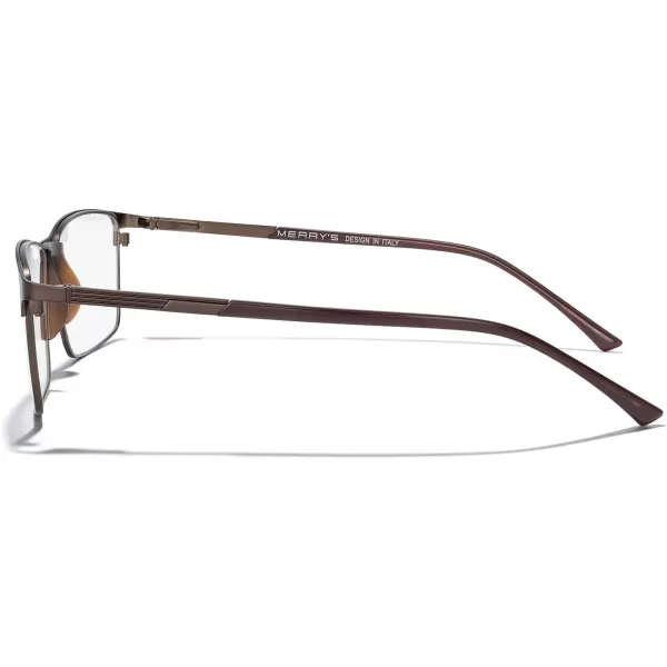 MERRYS Fashion Blue Light Blocking Glasses  Reading Glasses Metal Frame Spring Hinge Readers for Men EyeglassesBrown55mm