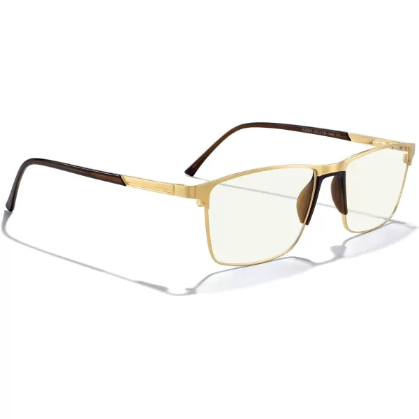 MERRYS Fashion Blue Light Blocking Glasses  Reading Glasses Metal Frame Spring Hinge Readers for Men EyeglassesGold52mm