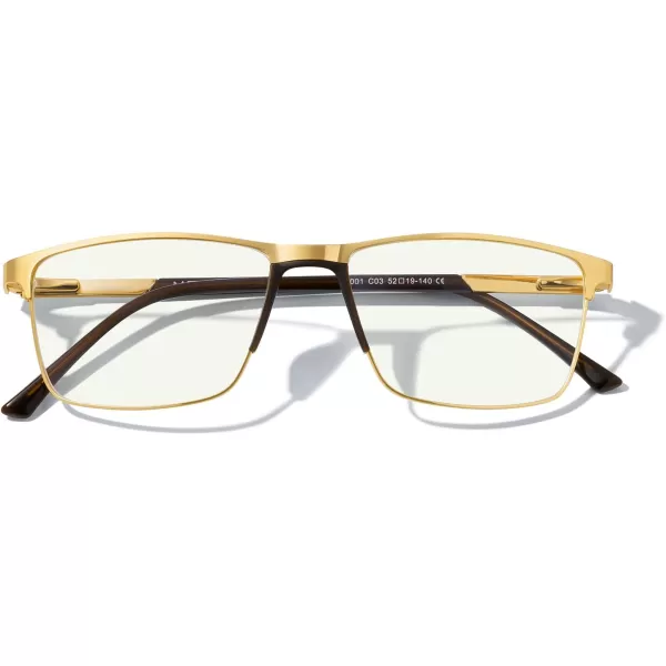 MERRYS Fashion Blue Light Blocking Glasses  Reading Glasses Metal Frame Spring Hinge Readers for Men EyeglassesGold52mm