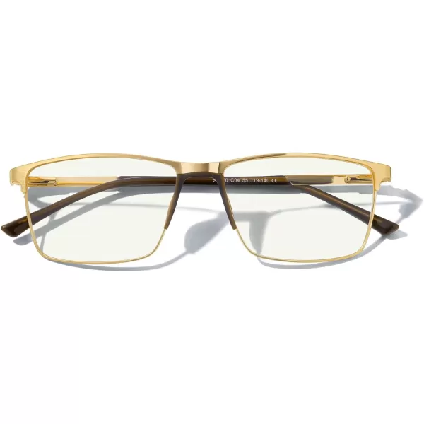 MERRYS Fashion Blue Light Blocking Glasses  Reading Glasses Metal Frame Spring Hinge Readers for Men EyeglassesGold55mm