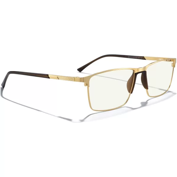MERRYS Fashion Blue Light Blocking Glasses  Reading Glasses Metal Frame Spring Hinge Readers for Men EyeglassesGold55mm