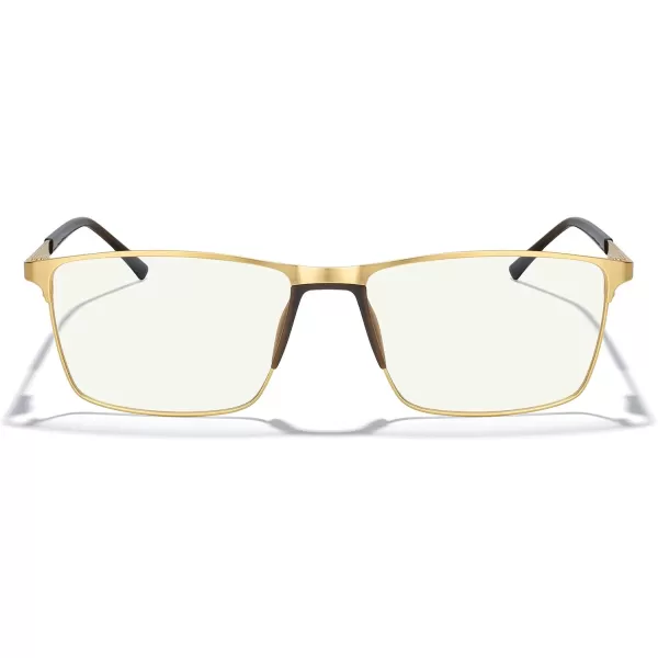 MERRYS Fashion Blue Light Blocking Glasses  Reading Glasses Metal Frame Spring Hinge Readers for Men EyeglassesGold55mm
