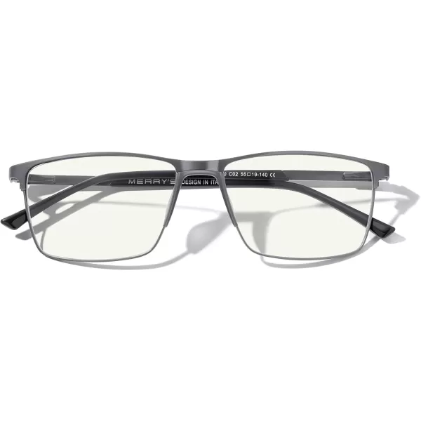 MERRYS Fashion Blue Light Blocking Glasses  Reading Glasses Metal Frame Spring Hinge Readers for Men EyeglassesGray55mm