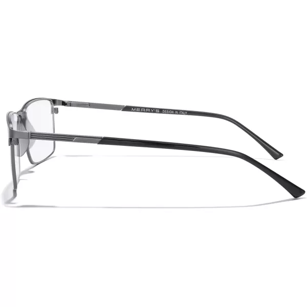 MERRYS Fashion Blue Light Blocking Glasses  Reading Glasses Metal Frame Spring Hinge Readers for Men EyeglassesGray55mm