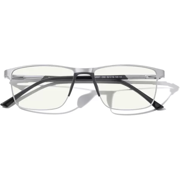 MERRYS Fashion Blue Light Blocking Glasses  Reading Glasses Metal Frame Spring Hinge Readers for Men EyeglassesSilver52mm