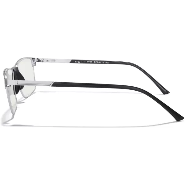 MERRYS Fashion Blue Light Blocking Glasses  Reading Glasses Metal Frame Spring Hinge Readers for Men EyeglassesSilver52mm