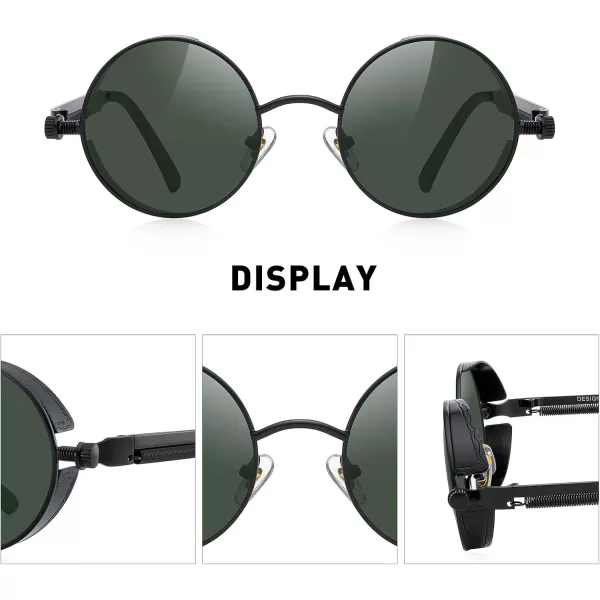 MERRYS Gothic Steampunk Sunglasses for Women Men Round Lens Metal Frame S567Black FrameG15 Lens