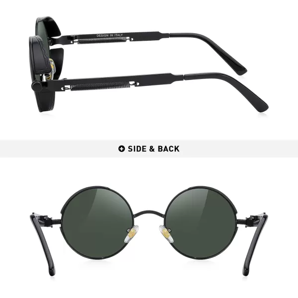 MERRYS Gothic Steampunk Sunglasses for Women Men Round Lens Metal Frame S567Black FrameG15 Lens