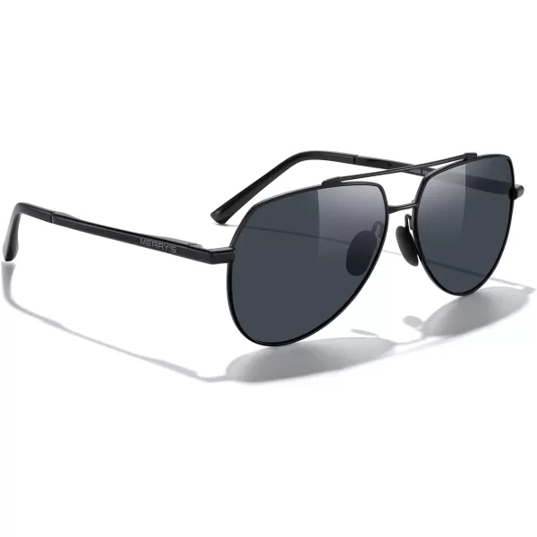 MERRYS Men Classic Pilot Sunglasses for Men Women  Polarized Driving Sun glasses Mirrored Lens UV 400 Protection 58 MMAblack FrameBlack Lens