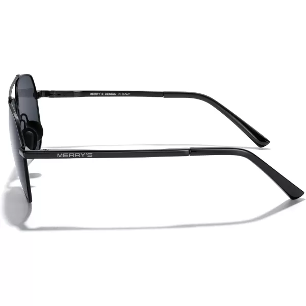 MERRYS Men Classic Pilot Sunglasses for Men Women  Polarized Driving Sun glasses Mirrored Lens UV 400 Protection 58 MMAblack FrameBlack Lens
