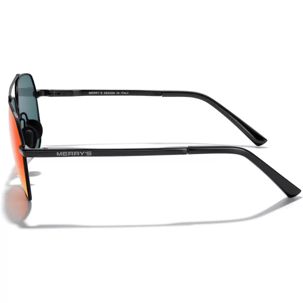 MERRYS Men Classic Pilot Sunglasses for Men Women  Polarized Driving Sun glasses Mirrored Lens UV 400 Protection 58 MMAblack FrameRed Mirror Lens