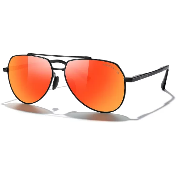 MERRYS Men Classic Pilot Sunglasses for Men Women  Polarized Driving Sun glasses Mirrored Lens UV 400 Protection 58 MMAblack FrameRed Mirror Lens