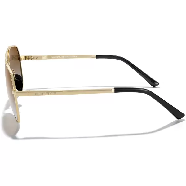 MERRYS Men Classic Pilot Sunglasses for Men Women  Polarized Driving Sun glasses Mirrored Lens UV 400 Protection 58 MMAgold FrameBrown Gradient Lens