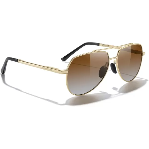 MERRYS Men Classic Pilot Sunglasses for Men Women  Polarized Driving Sun glasses Mirrored Lens UV 400 Protection 58 MMAgold FrameBrown Gradient Lens