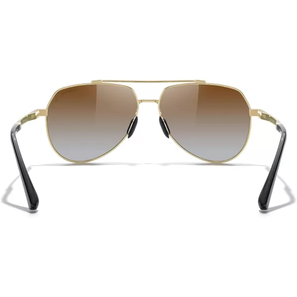 MERRYS Men Classic Pilot Sunglasses for Men Women  Polarized Driving Sun glasses Mirrored Lens UV 400 Protection 58 MMAgold FrameBrown Gradient Lens
